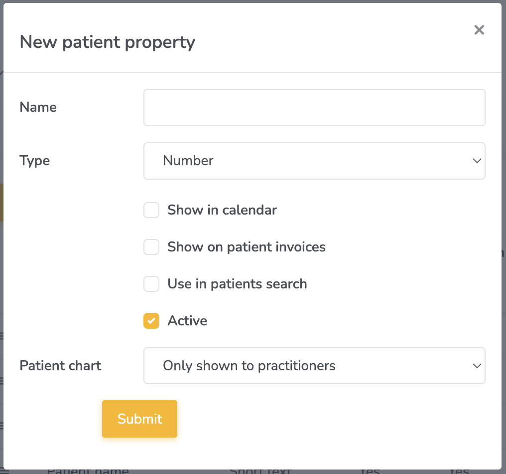 Adding a new patient property on Embodia
