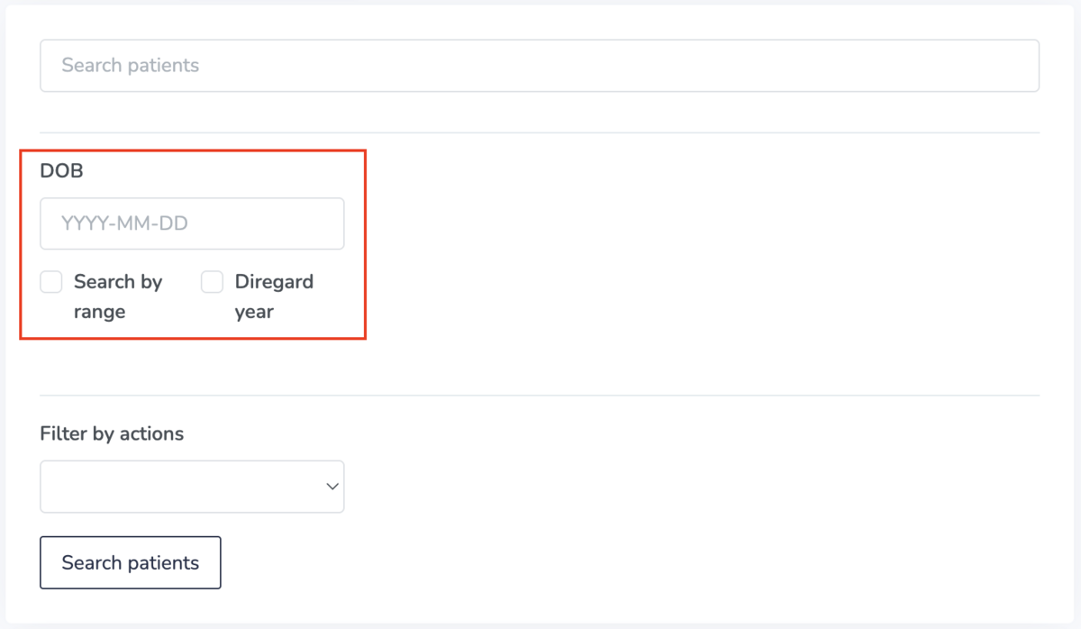 Choose to allow for a patient property to be used in patient search on Embodia