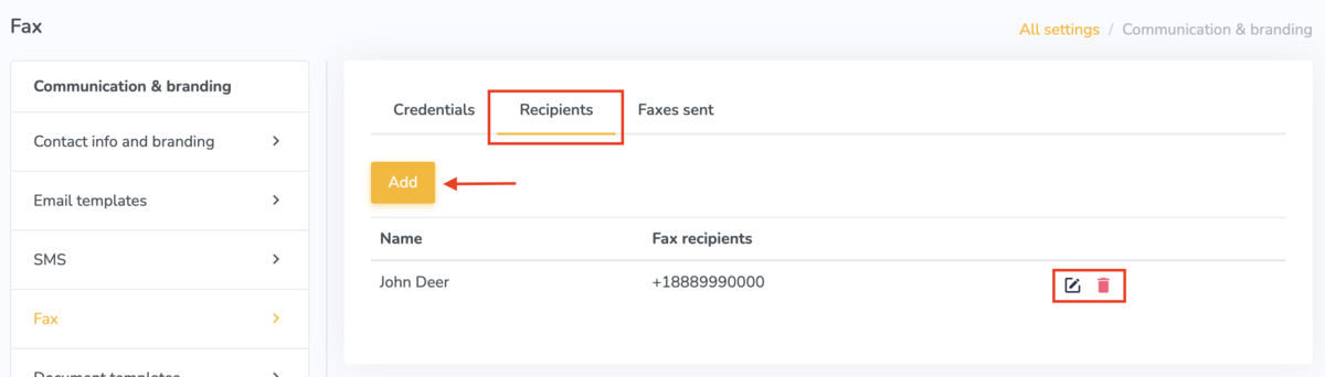Managing fax recipients