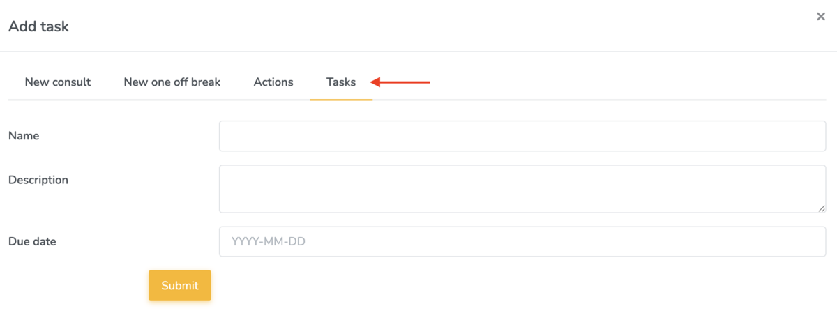 Adding tasks from the calendar