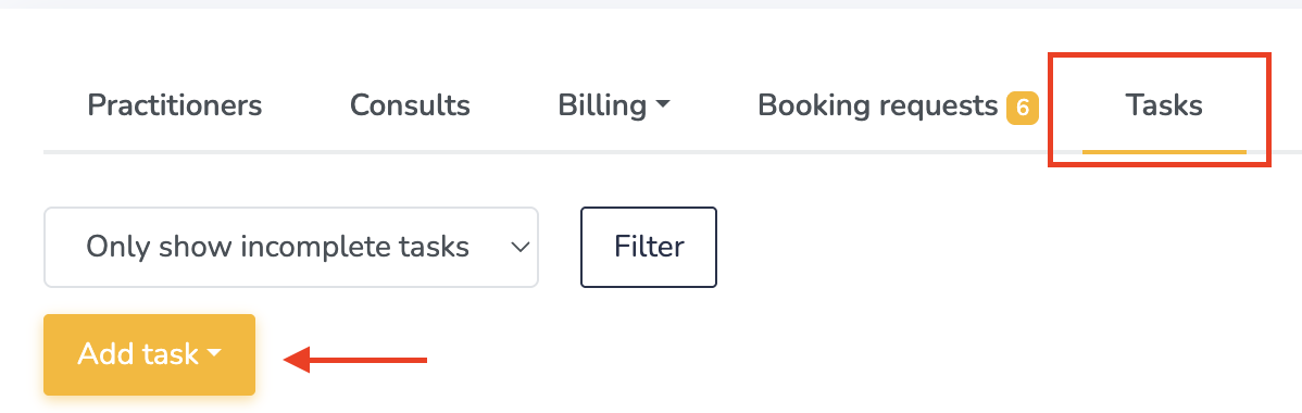 Adding tasks as a clinic admin