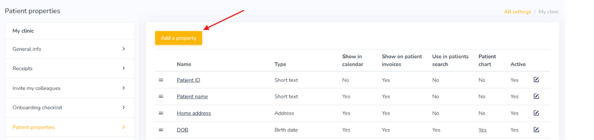Create patient properties for patient import