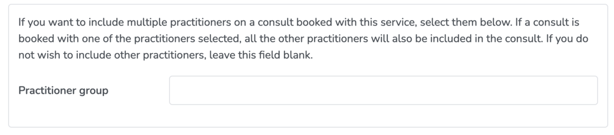 Setting a practitioner group for a service