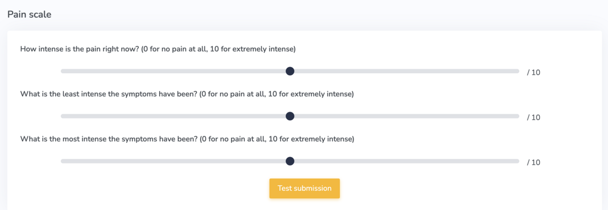 Pain scale chart item on Embodia