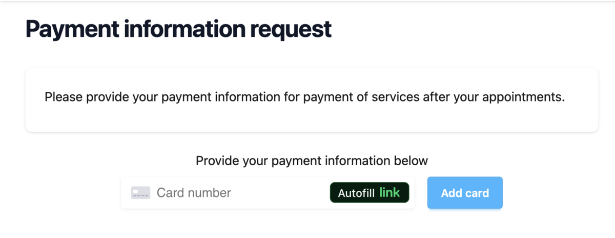 Payment information request on Embodia