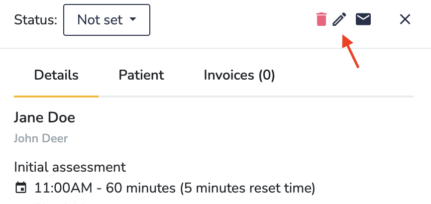 Editing a consult from the calendar view