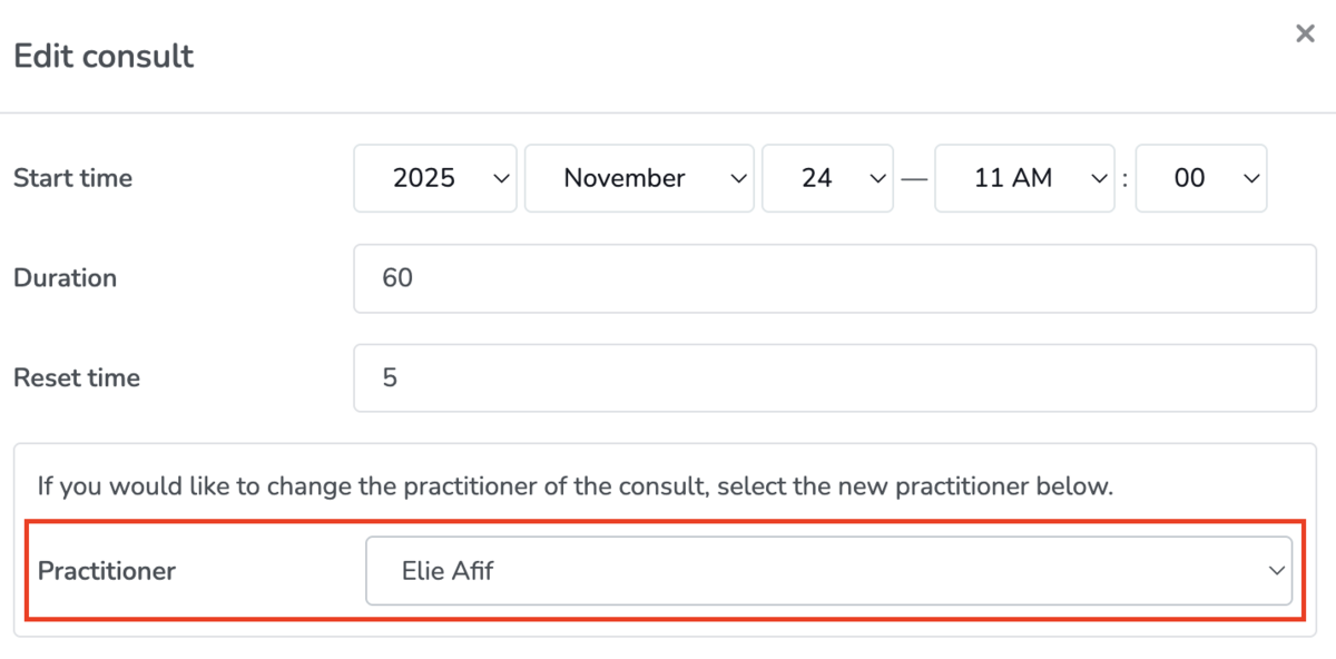 Changing the consult practitioner