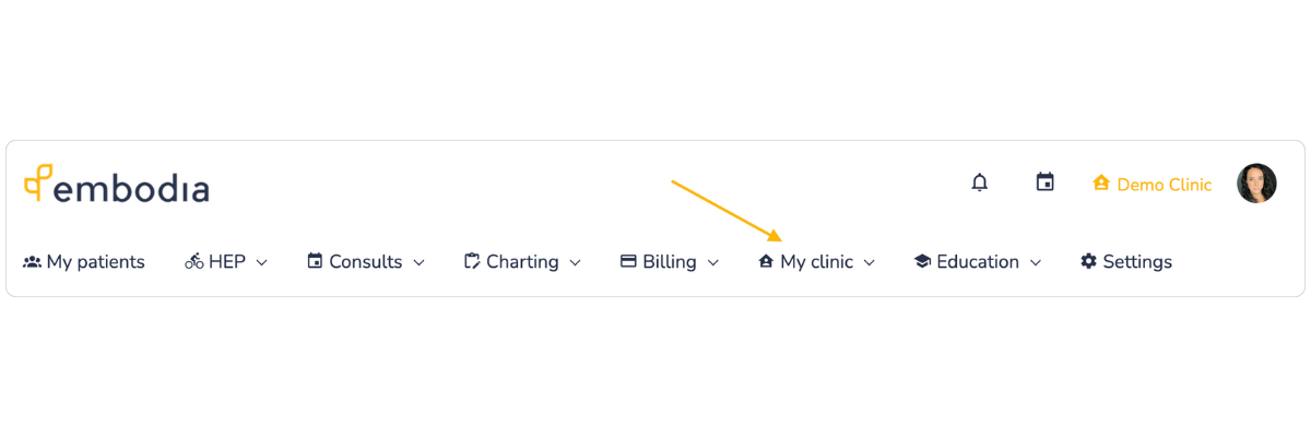 Embodia dashboard for practitioners