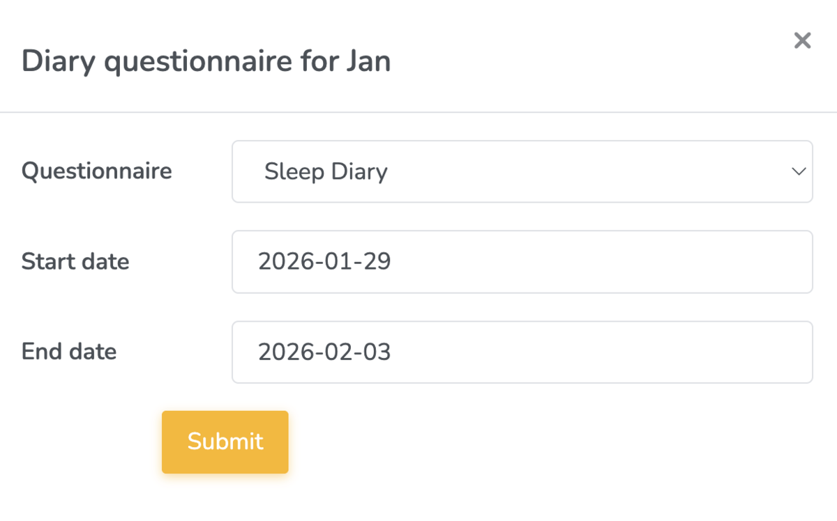 Diary Questionnaires on Embodia
