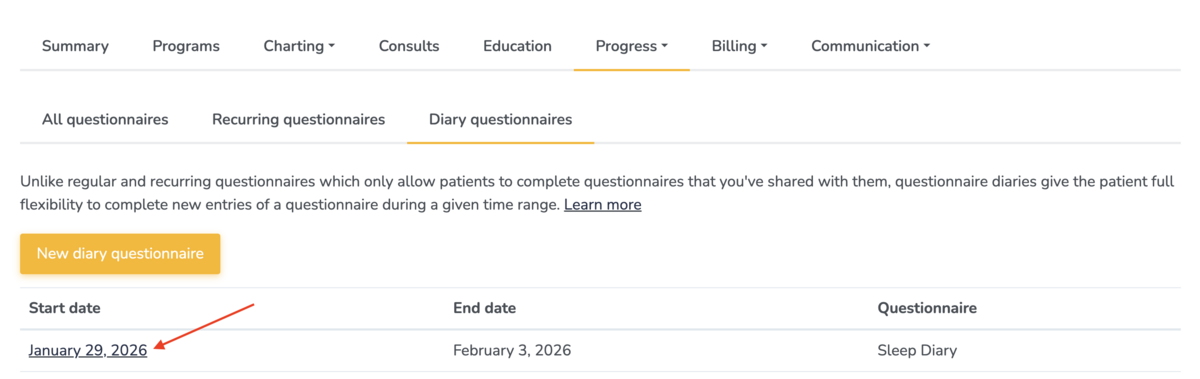 Seeing diary entries on Embodia