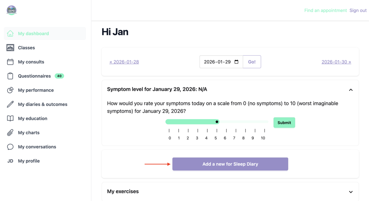 The Patient Experience Completing a Custom Diary on Embodia