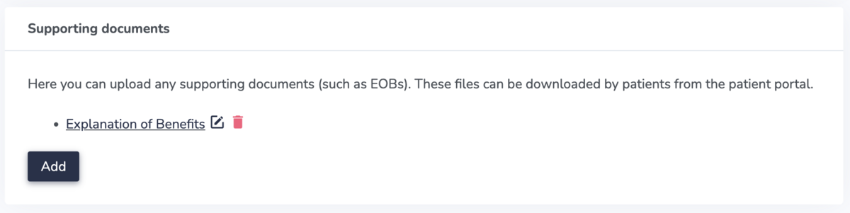 Adding supporting documents to an invoice