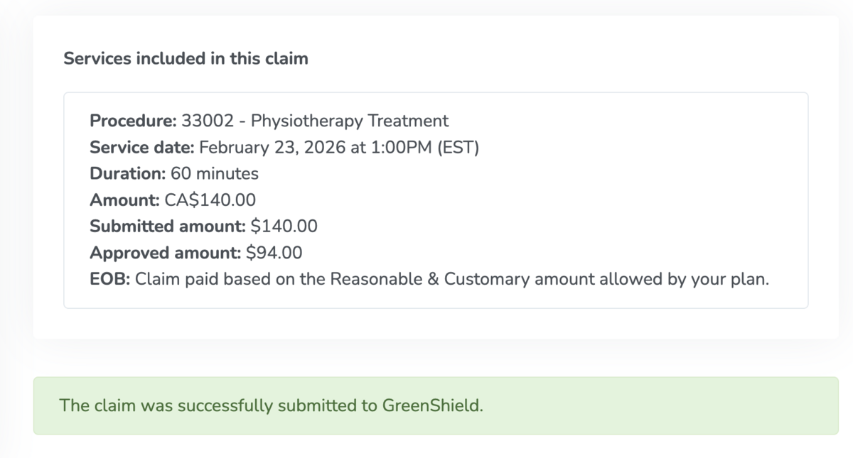 Greenshield Canada integration on Embodia