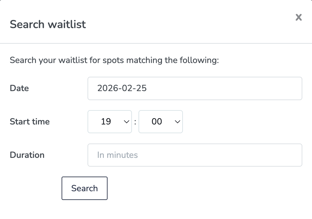 Searching your waitlist from the dashboard on Embodia