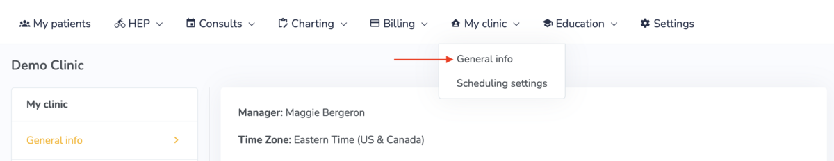 Clinic Settings on Embodia
