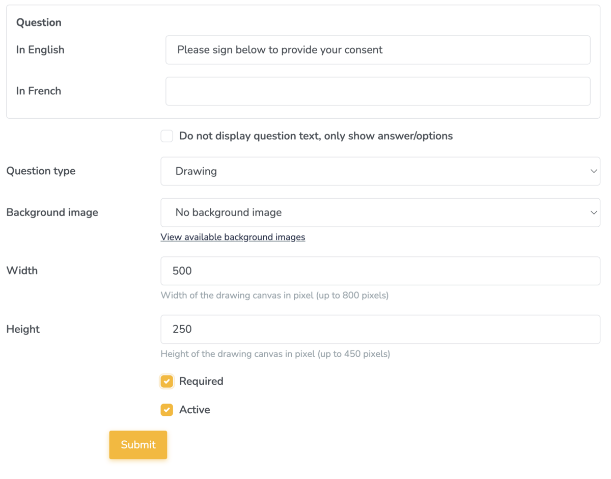 Collecting a signature on consent form on Embodia