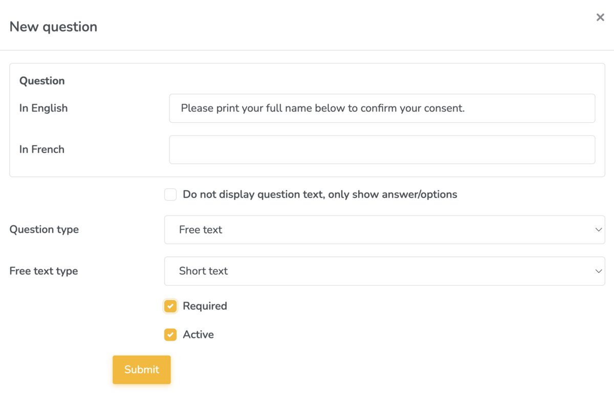 Consent forms on Embodia