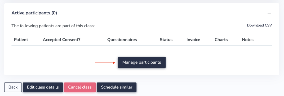 Add patients to a class on Embodia