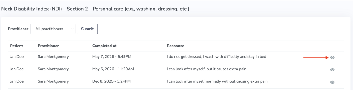 Viewing aggregate questionnaire data in Embodia