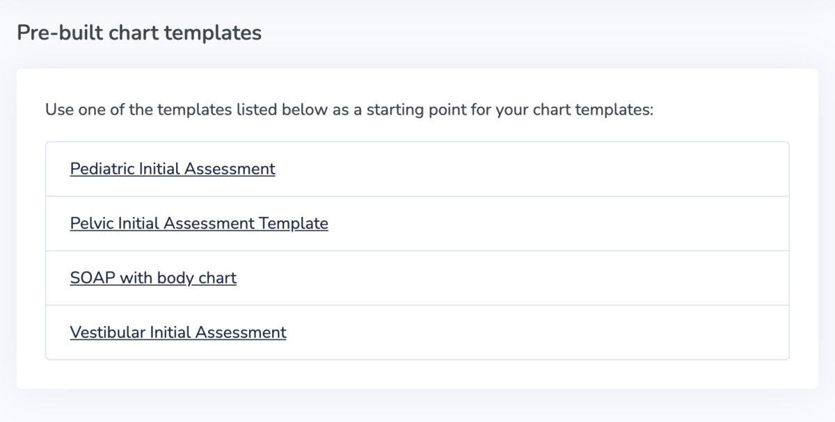 Pre-built chart templates on Embodia