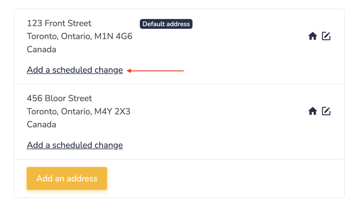 Scheduling a change of address on Embodia