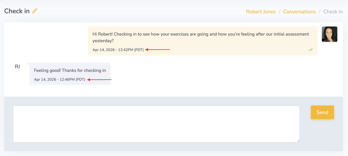 Two way messaging on Embodia