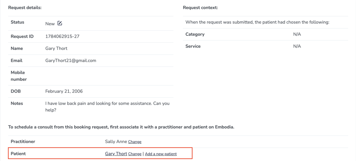 Booking requests on Embodia