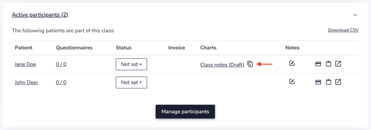 Duplicating a chart for group consults/classes