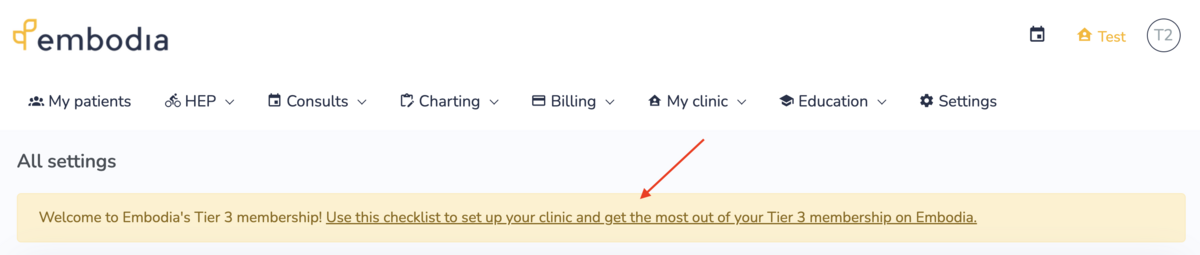 Onboarding checklist for practice management