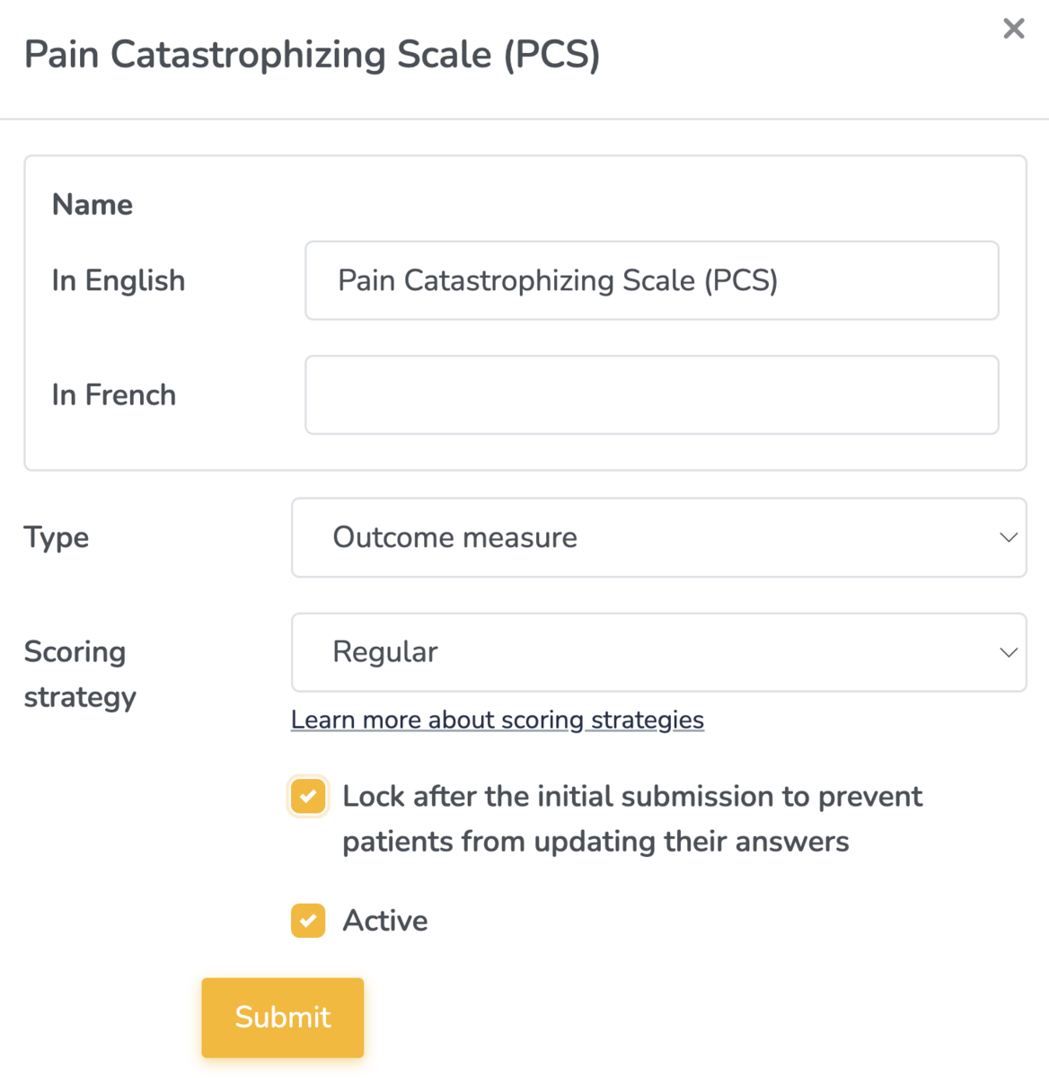 Lock patient questionnaires after the initial submission