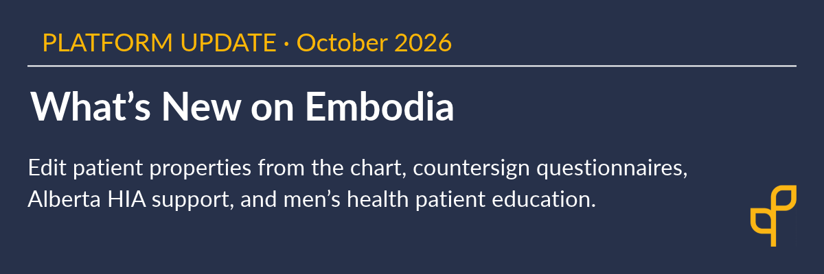 What's New on Embodia: October 2026