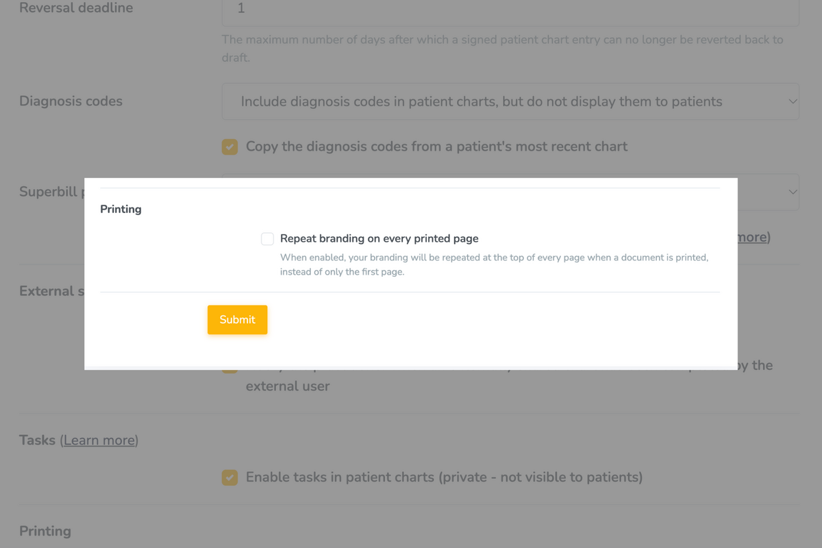 branding settings on Embodia