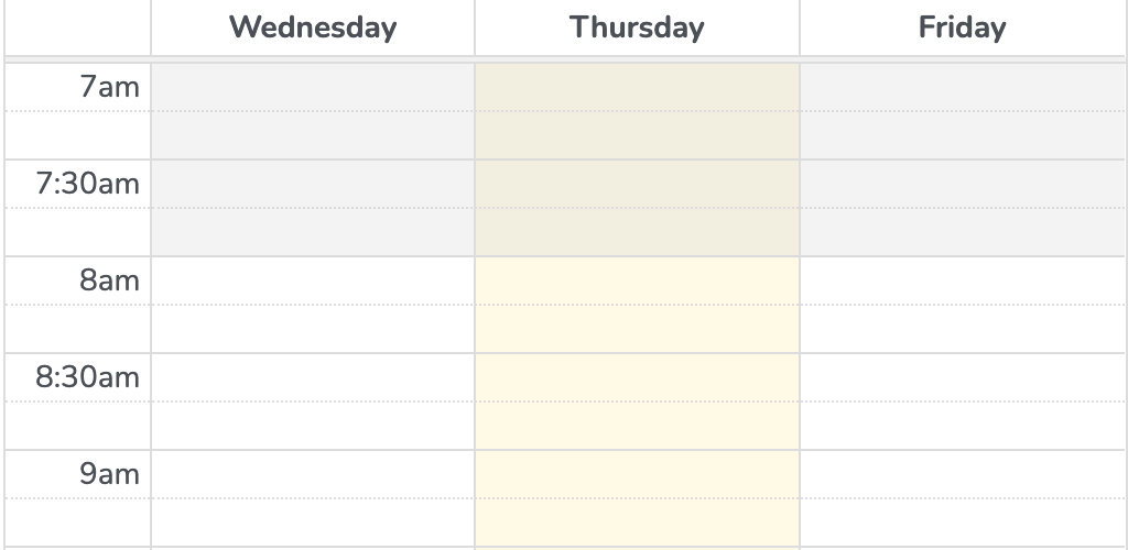 Default calendar view for availability